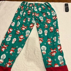SHEIN Santa and Snowman Pajama Bottoms - Teal and Red